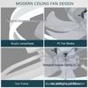 Modern Minimalist Ceiling Fan Light for Bedroom, UL Certified, 110V