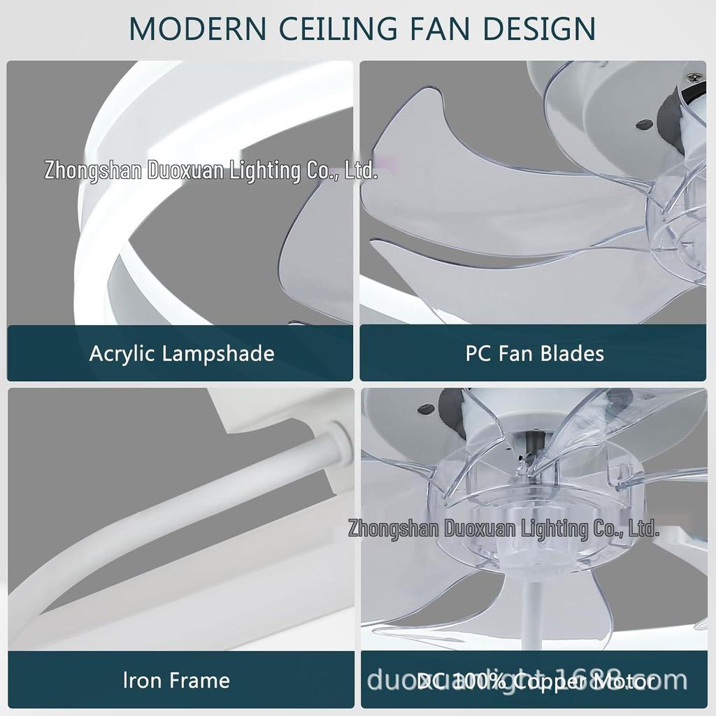 Modern Minimalist Ceiling Fan Light for Bedroom, UL Certified, 110V