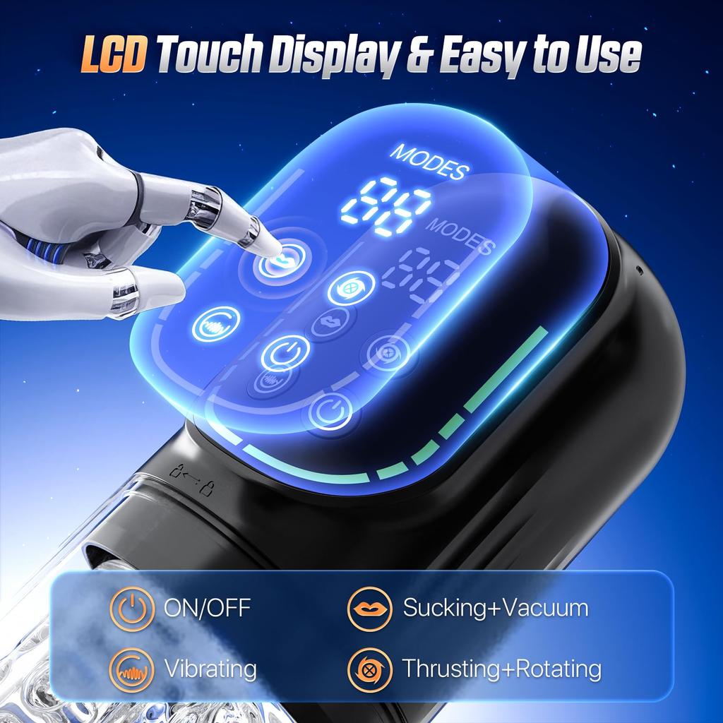 Automatic Sucking Licking Male Masturbator 7 Thrusting Rotation LCD Vacuum Penis Pump Real Pocket Pussy Stroker Blowjob Sex Toys