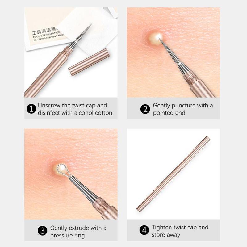 Dubbelzijdige Mee-eter Comedon Acne Puistjes Verwijderaar Roestvrijstalen Naalden Mee-eter Puistjes Verwijderaar Tools
