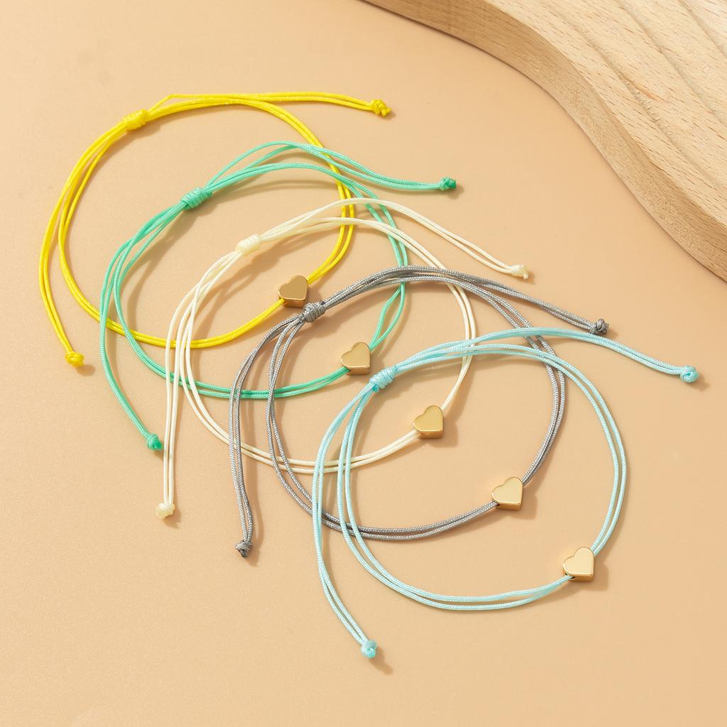 Simple pull small love multi-piece hand rope, colorful versatile sweet heart bracelet