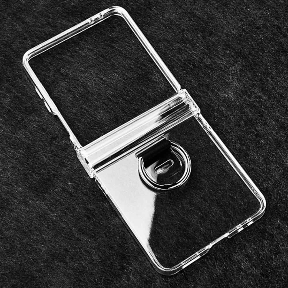 For Samsung Galaxy Z Flip7 5G Case Hinge Protection PC Clear Shockproof Phone Cover with Finger Ring