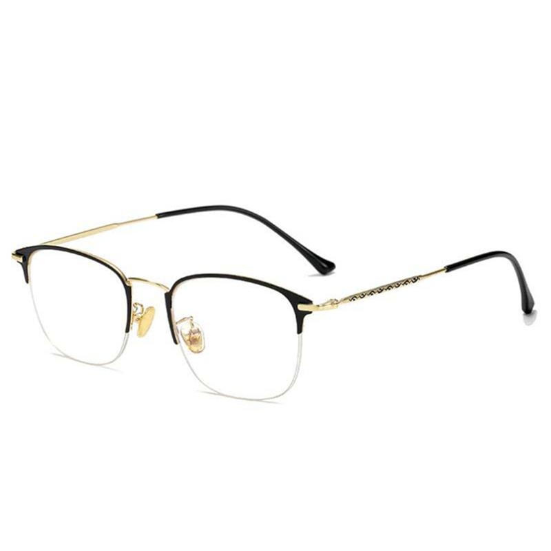 Metal Photochromic Gray Lens Prescription Glasses Half Frame Square Eyewear for Women Men 0 to -6 0