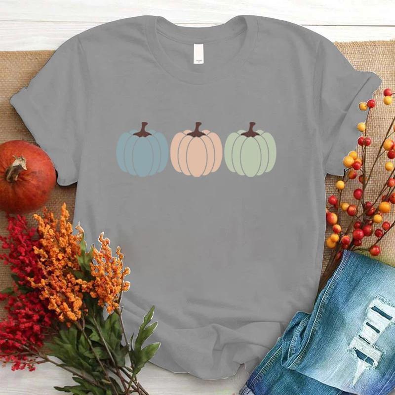 New Funny Pumpkin T Shirt Unisex Short Sleeve O Neck Summer Casual Letter Printing T-Shirt Top Tee