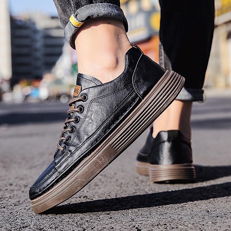 Men Vulcanized Shoes New Casual Leather Sports Fashion Waterproof Vulcanized Comfortable Spring Casual Shoes for Men