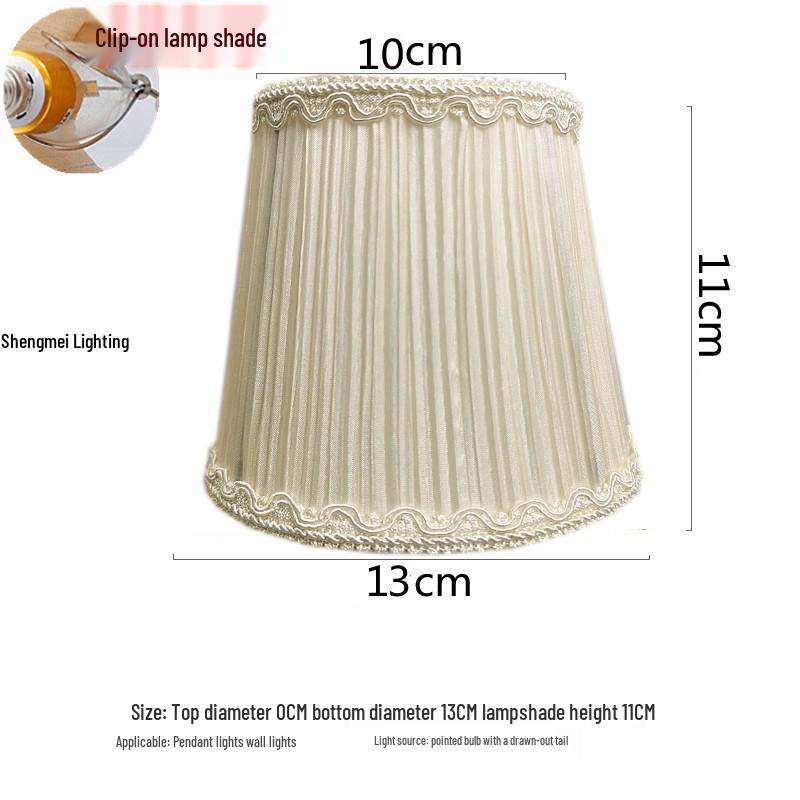 European Crystal Chandelier Fabric Lampshade, Clip-On, E27 Large Base, E14 Candle Bulb, Wall Light Shell Shade
