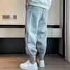 Autumn Men Pants Solid Color All Match Drawstring Elastic Waist Loose Ankle Tied Pants for Daily Wear