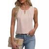 Summer Pleated T-shirt Chiffon Hollow Sleeveless Top