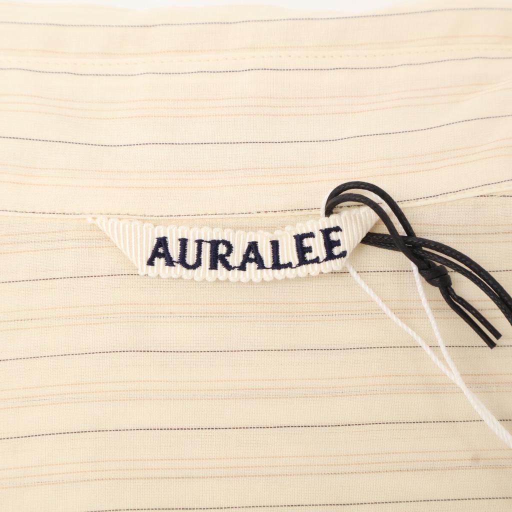 AURALEE A24Stainless Steel04OS HARD TWIST FINX ORGANDY STRIPE SHIRT tops 0 beige stripeUsed