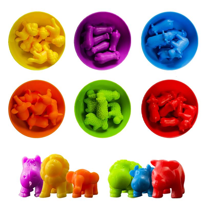 Kids Rainbow Matching Game Animal Cognition Rainbow Color Sort Fine Motor Training Montessori Sensory Educational Toys Gifts