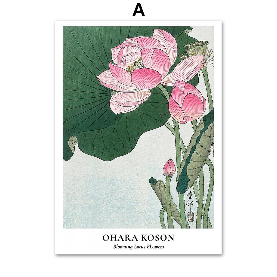 Hokusai Ohara Koson Japanese Art Poster Vintage Guest Room Home Bar Cafe Living Room Home Decoration Print Wall Poster Pictures