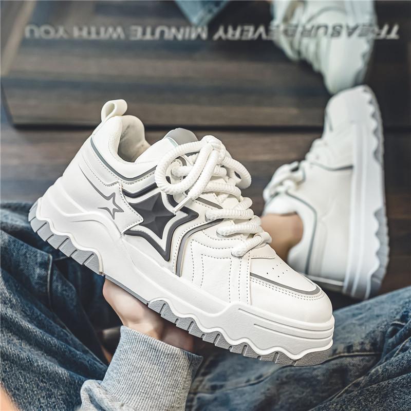 Men's Shoes Wild Casual Board Shoes Niche Youth Sports Increase Small White Shoes