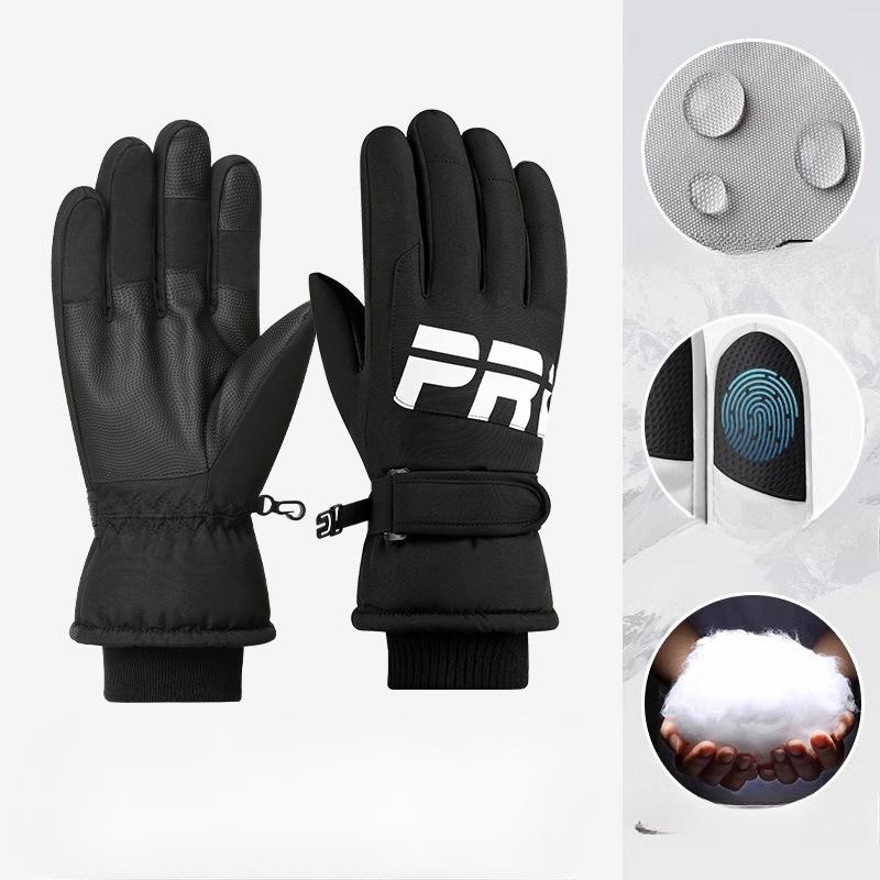 Mountaineering and Skiing Gloves Winter Anti Cold and Anti Slip Gloves with Thick Velvet Warm Riding Gloves Electric Bike Touch Screen Cotton Gloves