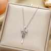 Women's Silver Titanium Steel Necklace with Micro-Inlaid Zircon - Elegant, Durable Clavicle Chain Jewelry