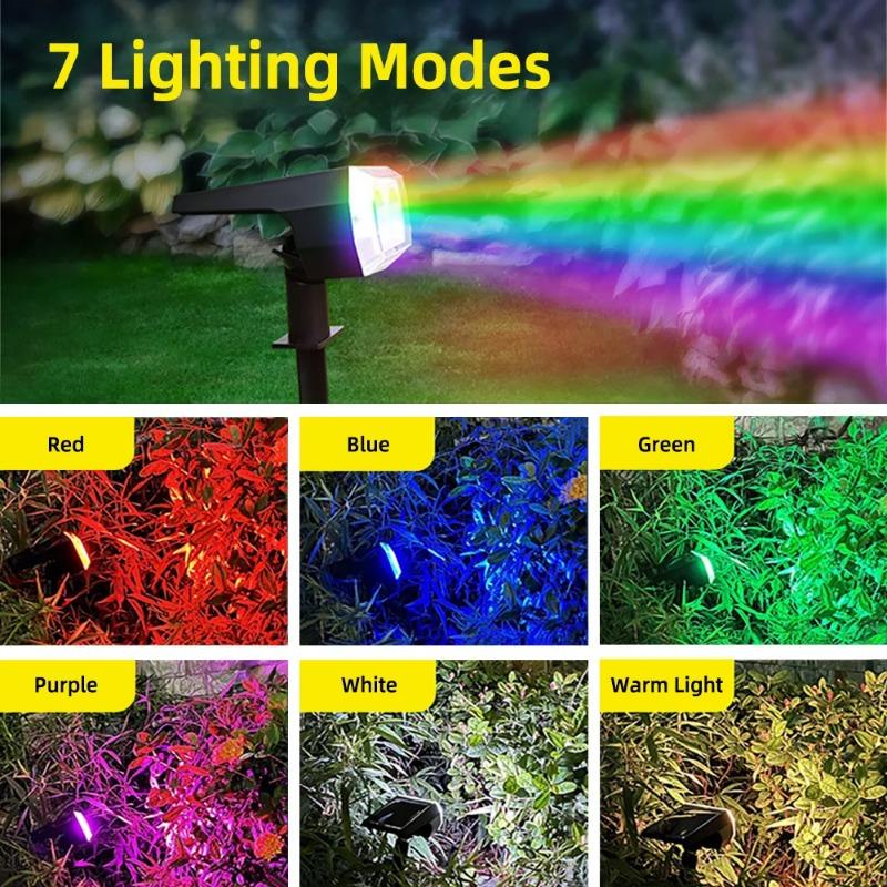 Solar Spot Light IP65 Solar Outdoor Lights 10RGB Waterproof Garden Light 2-in-1 Solar Spotlight For Yard Lawn