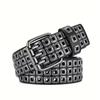 Women Belt  Fashion Square Beads, Willow Nails, Three Exhaust Eyes, Punk Street Cool, Personalized Men's and Women's Belts
