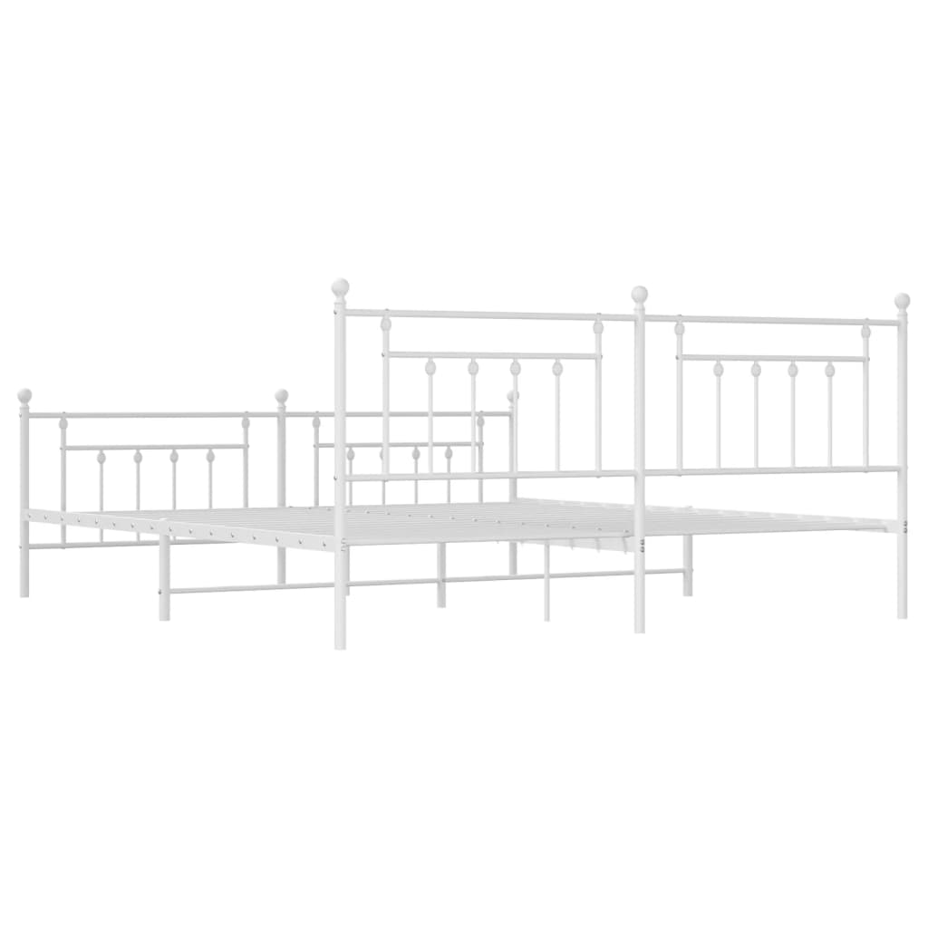 Vidaxl Metal Bed Frame with Headboard and Footboard, White, 200X200 Cm
