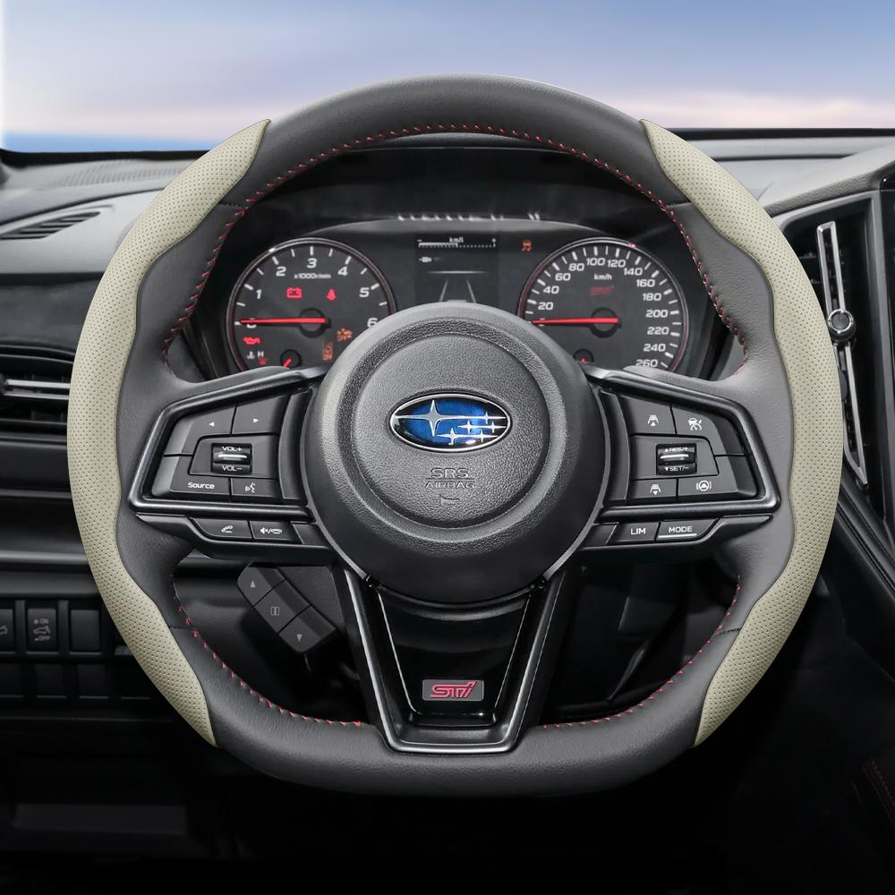 Suitable for SUBARU Breathable Hole Leather Steering Wheel Cover Segmented Outback Forester Impreza Ascent Crosstrek Legacy WRX