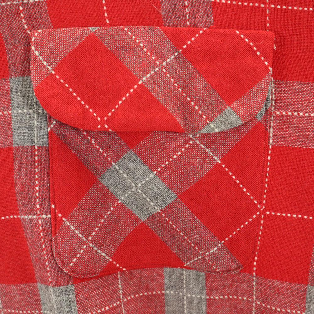 The men's shop 50s 60s Open collar Vintage box silhouette Check Pattern Long sleeve Open collar shirt Men's Used