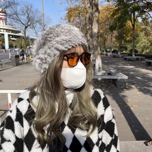 Rabbit Fur Hat Female Chuanxi White Fur Hat Fur Cold and Warm Plush Knitted Hat Cute Headgear Autumn and Winter
