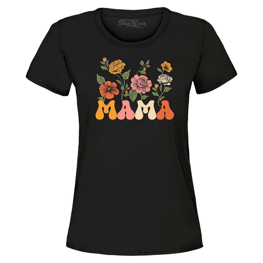Mama Floral Flowers Retro Aesthetic Women's T-Shirt Mom Shirt