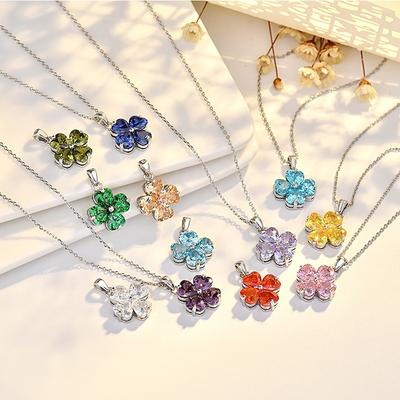 Four-leaf Clover Necklace Inlaid with Colorful Pendants High-end Collarbone Chain