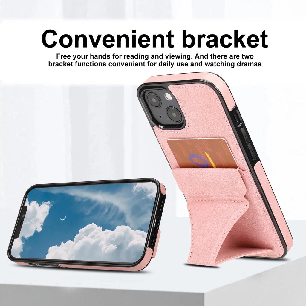 Kožené pouzdro na telefon s držákem na karty pro IPhone 13 12 Mini 16 15 14 11 XS XR X Pro Max 8 7 Plus se stojánkem, nárazuvzdorný kryt
