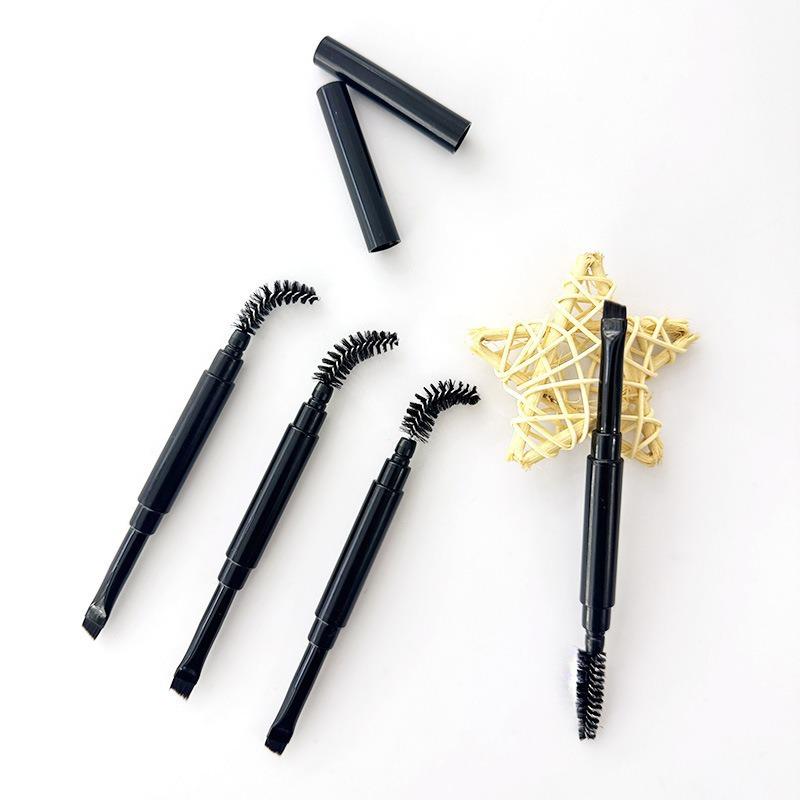 Double-Headed Eyebrow Brush: Soft Bristles, Angled Blade, Spiral Mascara Brush with Cover, Portable Makeup Tool