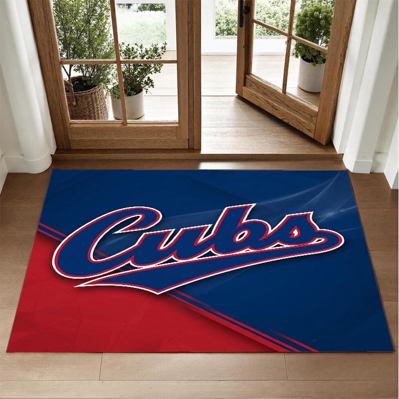 Chicago Cubs Design Crystal Velvet Rug Soft Decorative Mat for Bedroom Entrance