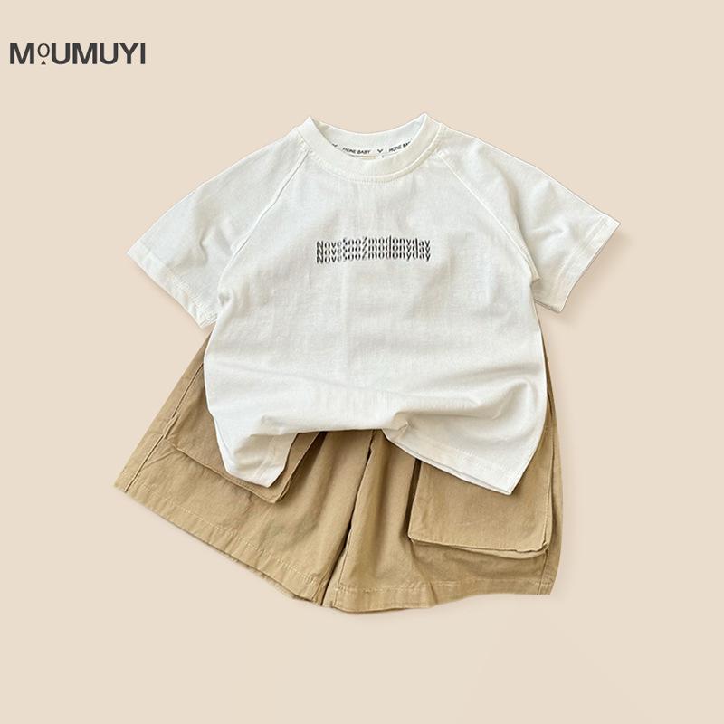 

Boys Korean Style Summer 2025 Two-Piece Set: Baby T-Shirt & Shorts 110cm