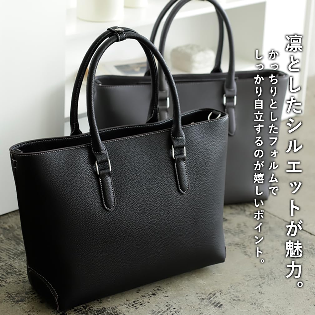 VITAFELICE Women's Square Business 2-Way Tote Bag (sib-20059p) (Brown)