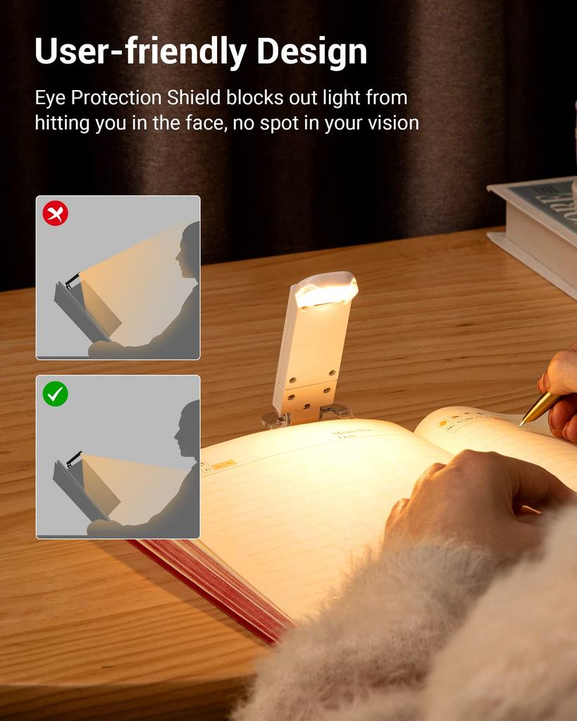 DEWENWILS Book Light, Bedside Reading Lamp, 4 Brightness Levels, Eye Care