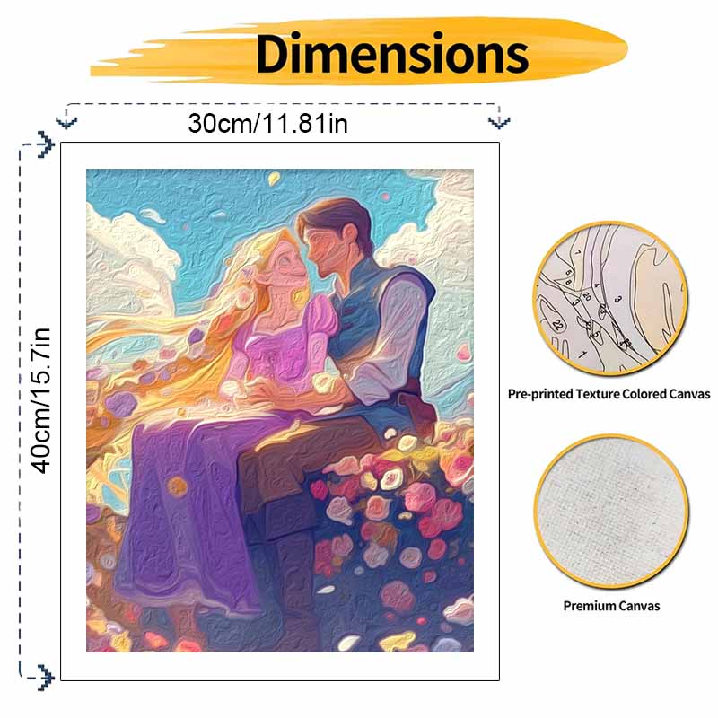 Disney Oil Painting Kit Canvas RomanticCouple DIY Home Decor Gift