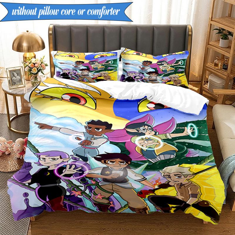 3PCS Owl Adventure In Colorful Land Bedding Set,Including 1pc Duvet Cover And 2pcs Pillowcases Perfect for Bedroom, Dormitory, Fan Christmas Gift