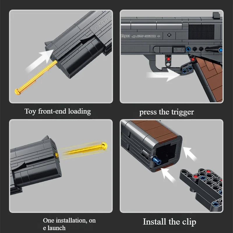 Seria Militarna Klocki Pistolet Desert Eagle M1911 AK47 Model Strzelający DIY Montaż Klocki Zabawki Na Prezent Urodzinowy Dla Dzieci