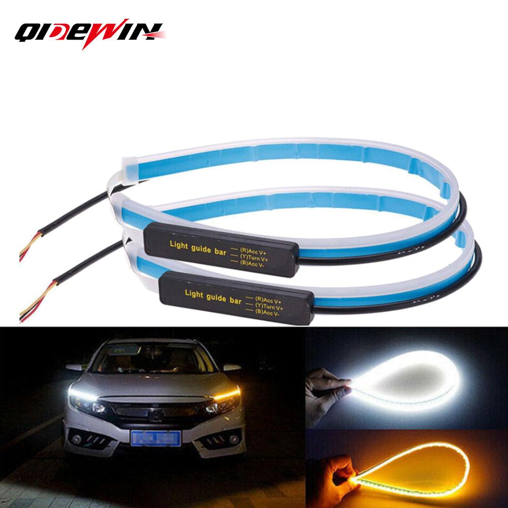 2x Ultrafine 45cm DRL Daytime Running Light Waterproof Flexible Soft Tube Guide Car LED Strip Car Accessries 12V 45CM