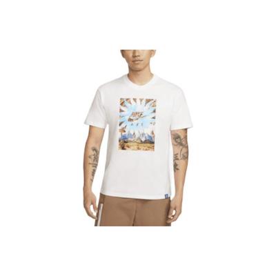 Landscape Logo Print Crew Neck Casual Short Sleeve T-Shirt Men Tops White DQ1020-100