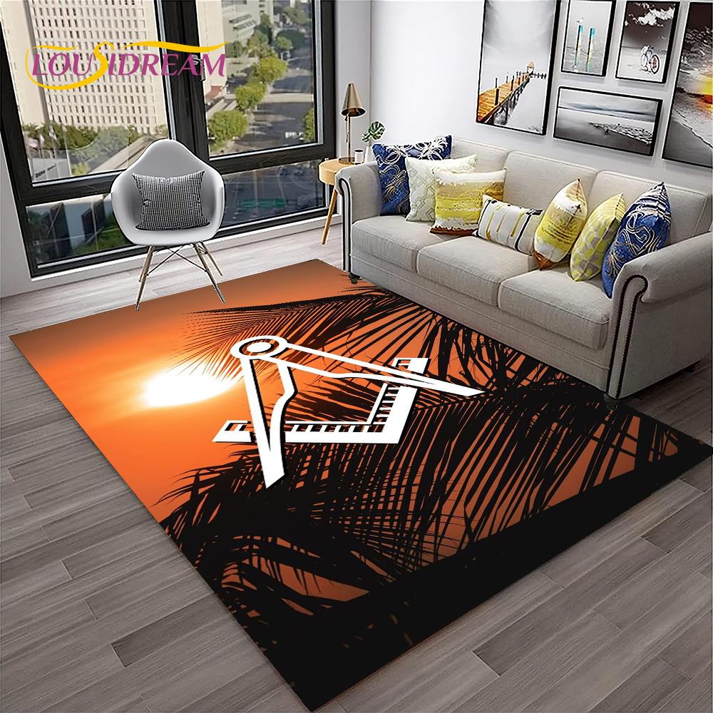 Ring Freemasonry Illuminati Masonic Carpet Rug for Home Living Room Bedroom Sofa Doormat Decor,Kid Area Rug Non-slip Floor Mat