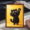 Framed Pearl Painting Kit Cute Black Cat 3D Shiny Bead Art Canvas for Bedroom Living Room Decoration Wall Hanging Craft Gift Supplies Set