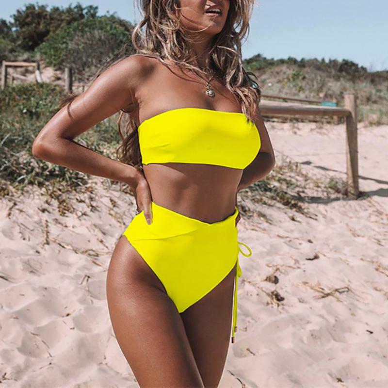 

Белый купальник Push Up 2025, летний пляжный сексуальный комплект бикини с высокой талией, сплошной купальный костюм для женщин, купальники, бандо, купальный костюм L