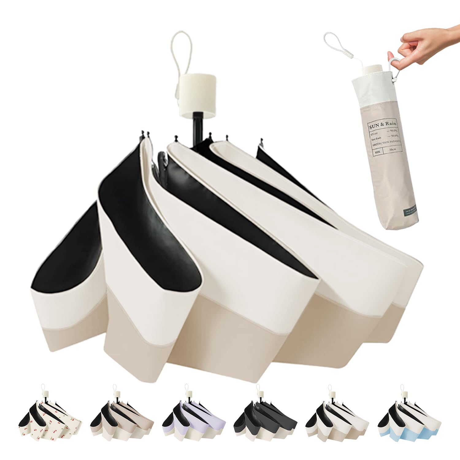 

Складной зонт от солнца с УФ-подсветкой, подходит для солнца и включает в себя хранение, компактный и УФ-защита от тепла, защита от солнца в сезон дождей, унисекс x, блокировка 99,9%, UPF50+,