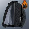 Winter Men Fashion Diamond Pattern Fleece Lined Jacket Casual Outwear Men Thermal Warm Coats Clothing