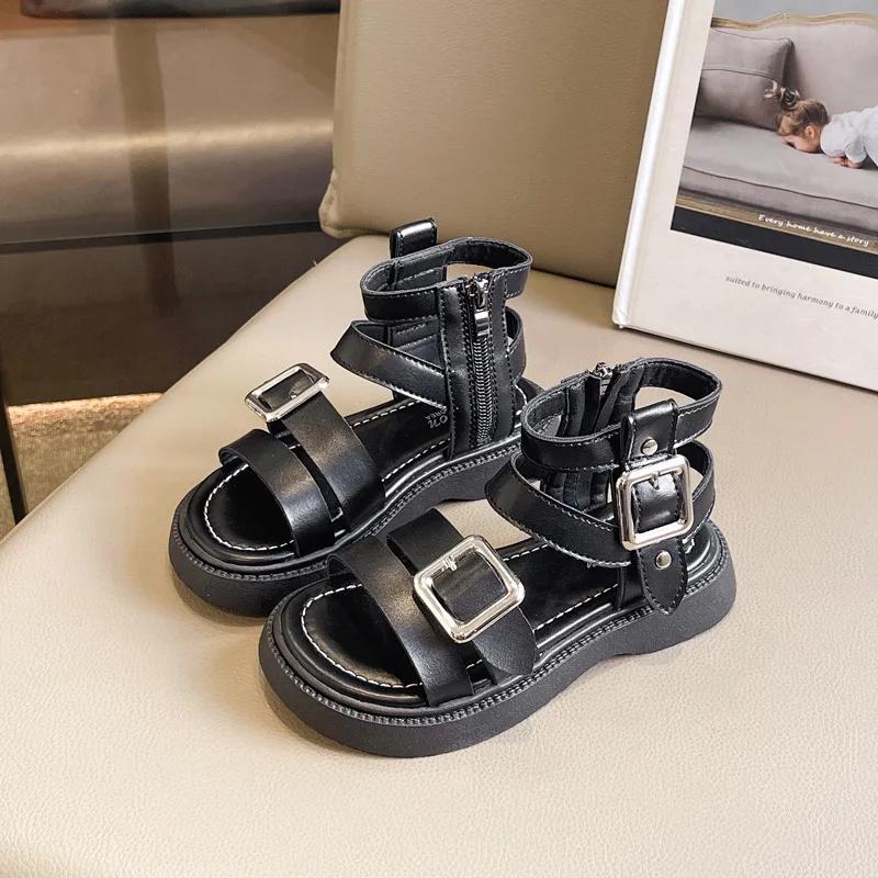 

Мода 2025 Новые Девочки Римские Высокие Сандалии Детские Летние Модные Сандалии С Открытым Носком Вырезы Детские Повседневные Черные Школьные Пляжные Туфли 26 чёрный