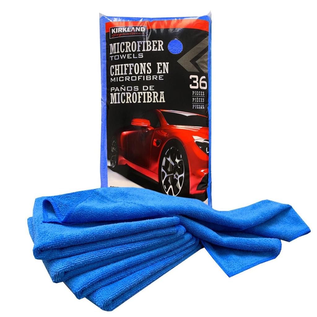 Kirkland Signature Microfiber x 36 for Car Washing and Interior and Exterior Towels, 2-Pack Count, Blue, 1397553, Thick, Wiping, (2, Blue) [Used]