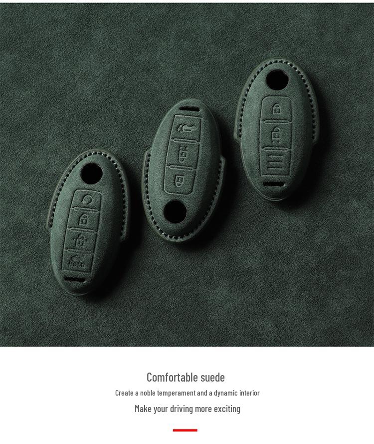 Nissan Key Cover: Full Wrap Suede Shell for Qashqai, Teana, X-Trail, Tiida, Loulan, Tuoda.