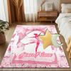1PC Custom Name Pink Ribbon Ballet Dance Theme Floor Mat Ideal for Living Room, Game Rooms, Office, Bedroom,Floor Mat Playful Design