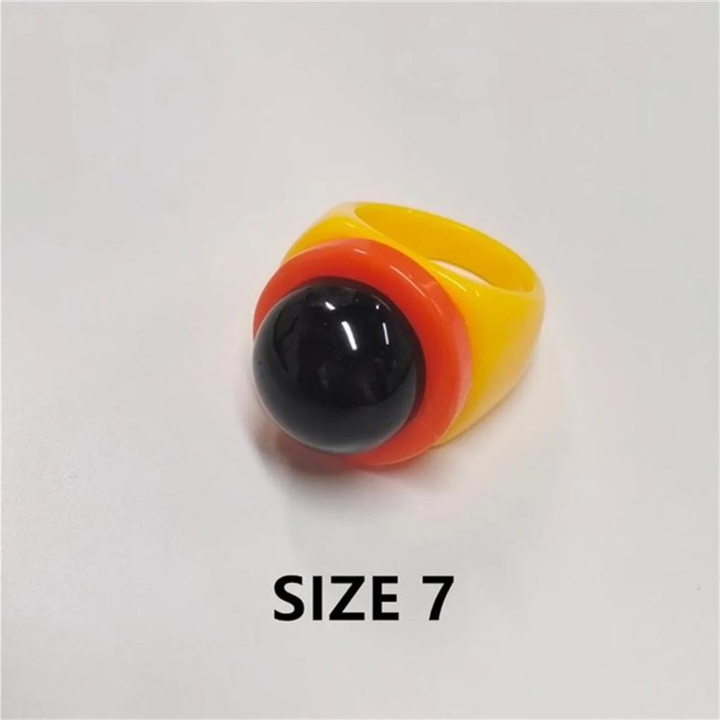 Colorful Y2k Hip Hop Two-color Acrylic Rings Set Women Exaggeration Classic Geometric Resin Finger Rings Female Party Jewelry