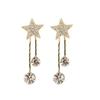 South Korea Dongdaemun New 111 Silver Needle Diamond-encrusted Five-pointed Star Earrings Women's Flash Diamond Fringed Bow Stud Earrings