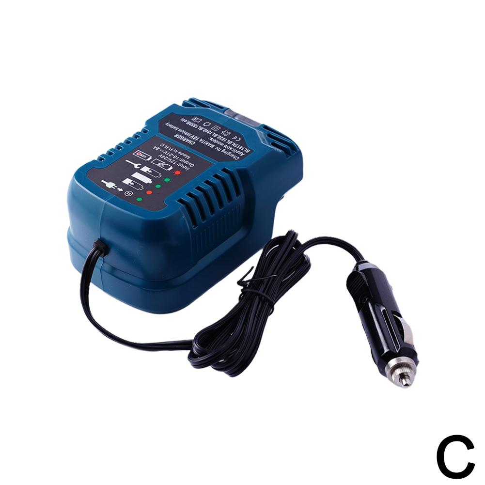 

Мини-зарядное устройство для автомобиля для литиевых аккумуляторов Makita/Dewalt/Milwaukee/Bosch 18 В, штекер прикуривателя, портативное зарядное устройство для использования в автомобиле синий