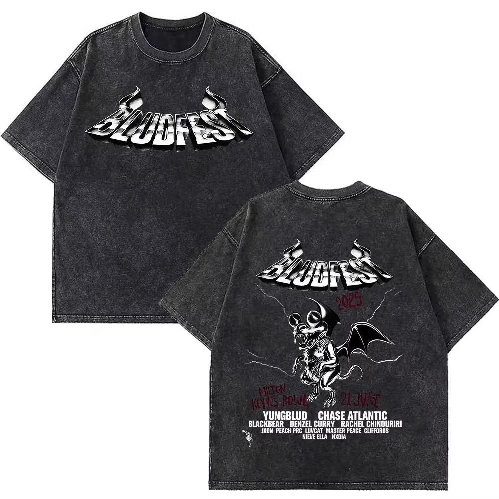 Yungblud IDOLS The World Tour Merch Retro Gewaschenes T-Shirt Herren Damen Hip Hop Rock Kurzarm T-Shirts Übergroße T-Shirts
